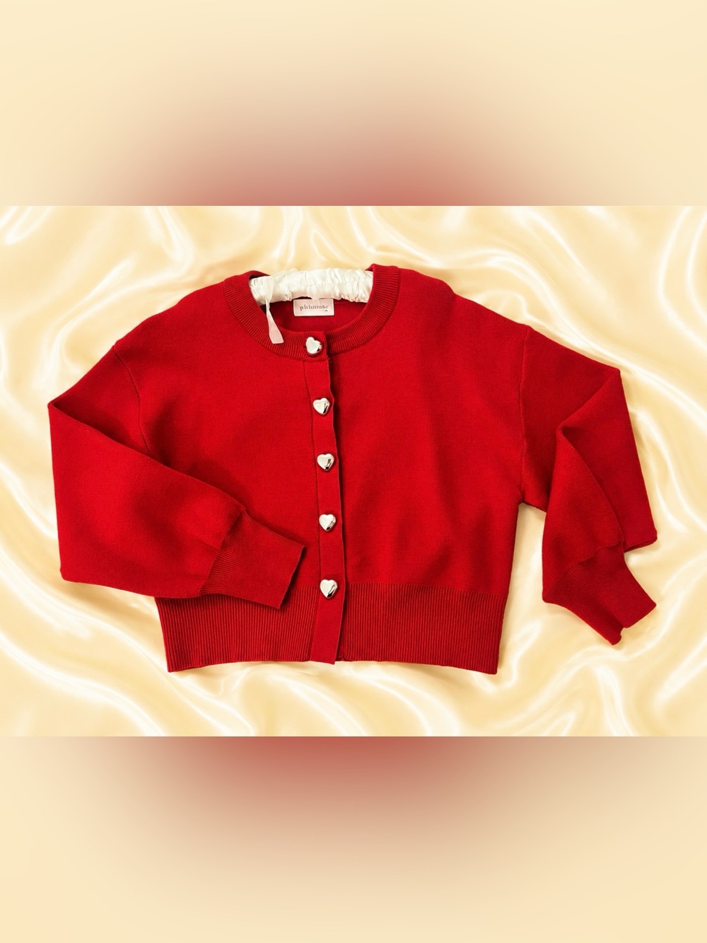 Philosophy Bright Red Heart-Button Cardigan - Picture 6 of 6